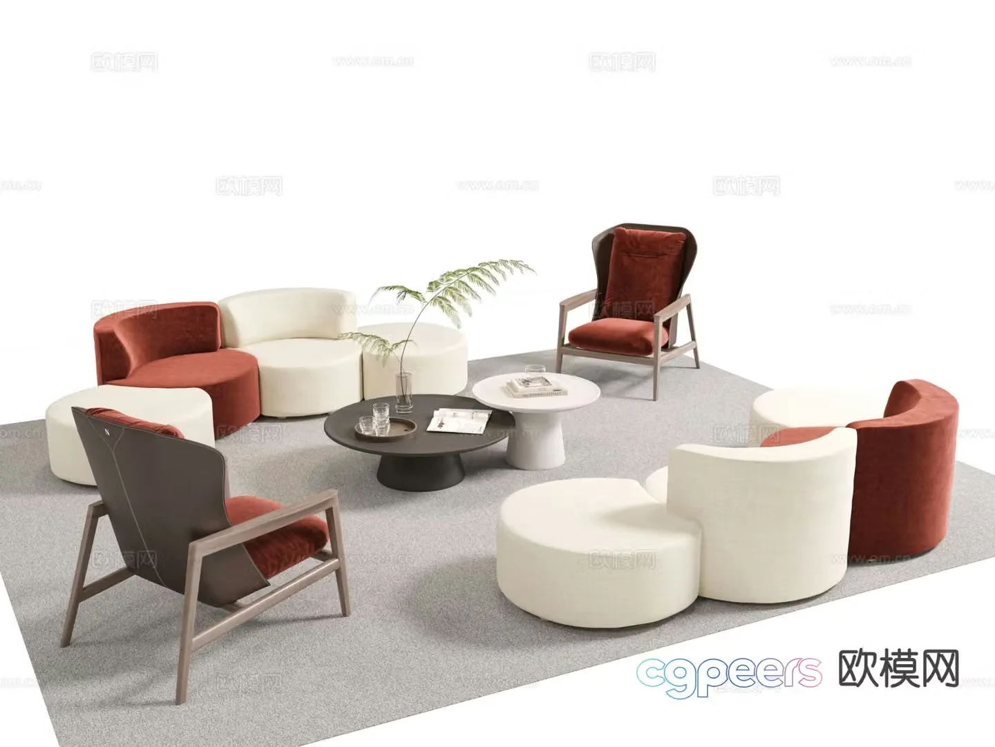 Modern office sofa modular sofa 3d model