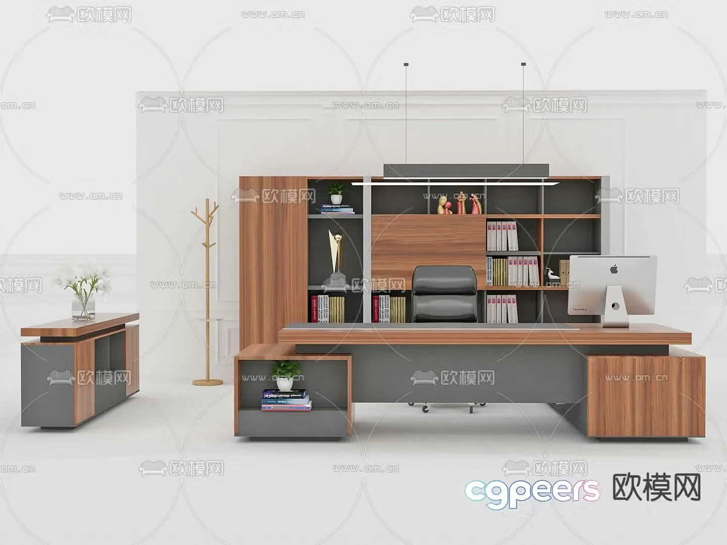 Executive desk desk file cabinet 3d model
