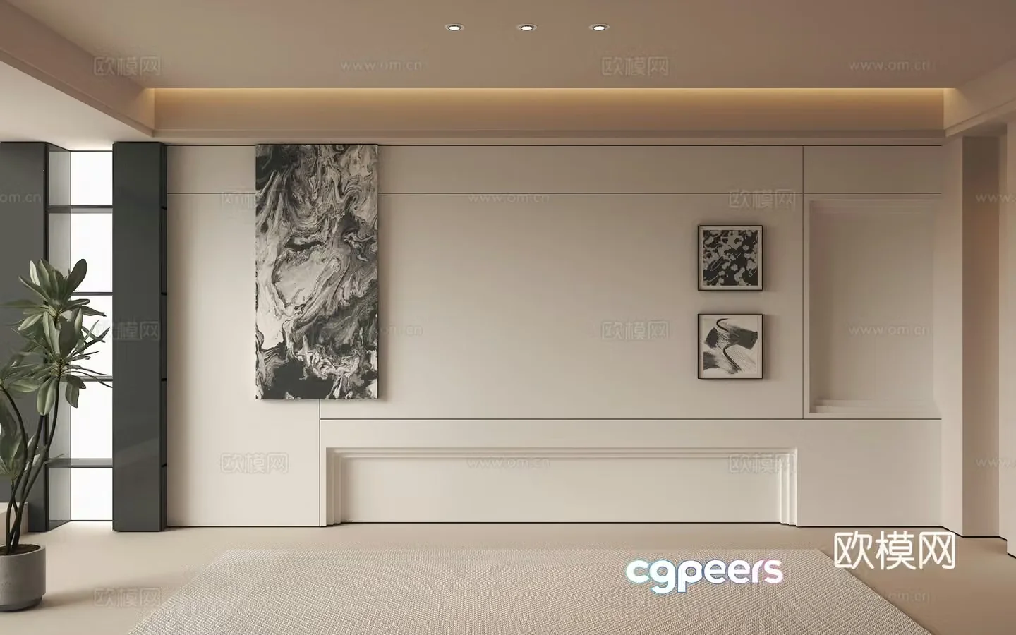 Modern background wall decorative 3d model