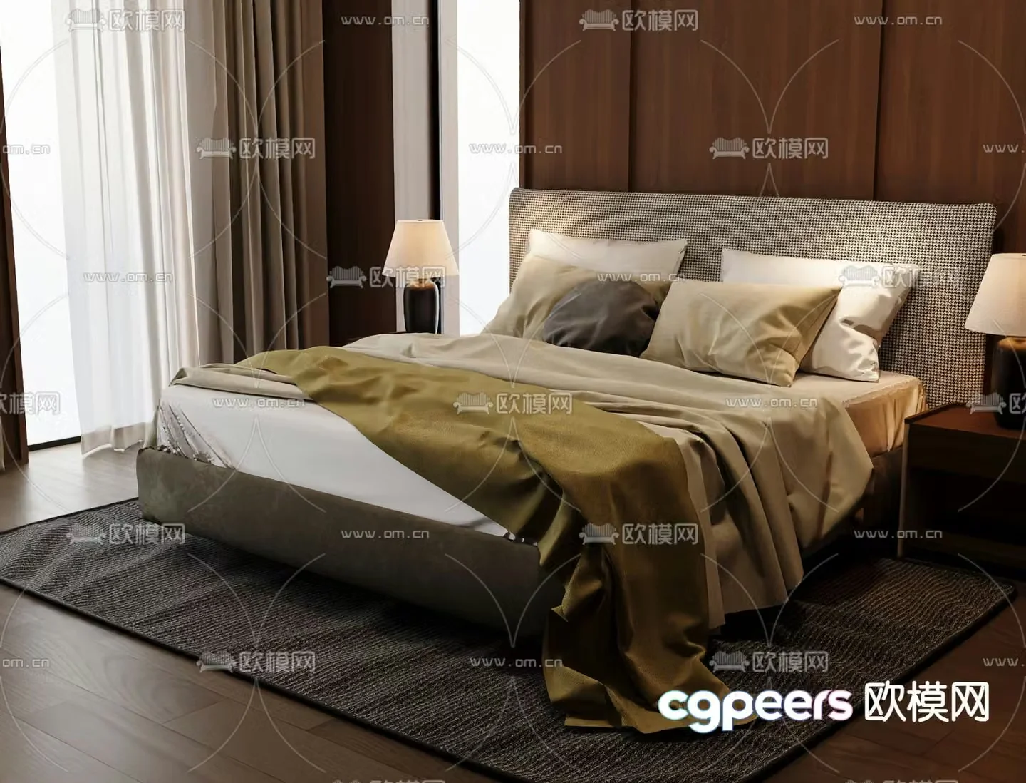 Italian double bed 3d model