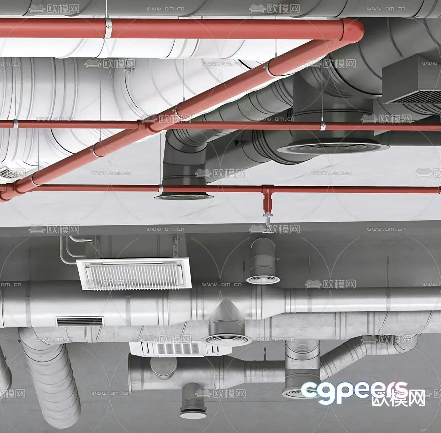 Industrial style ceiling ceiling ventilation duct 3d model