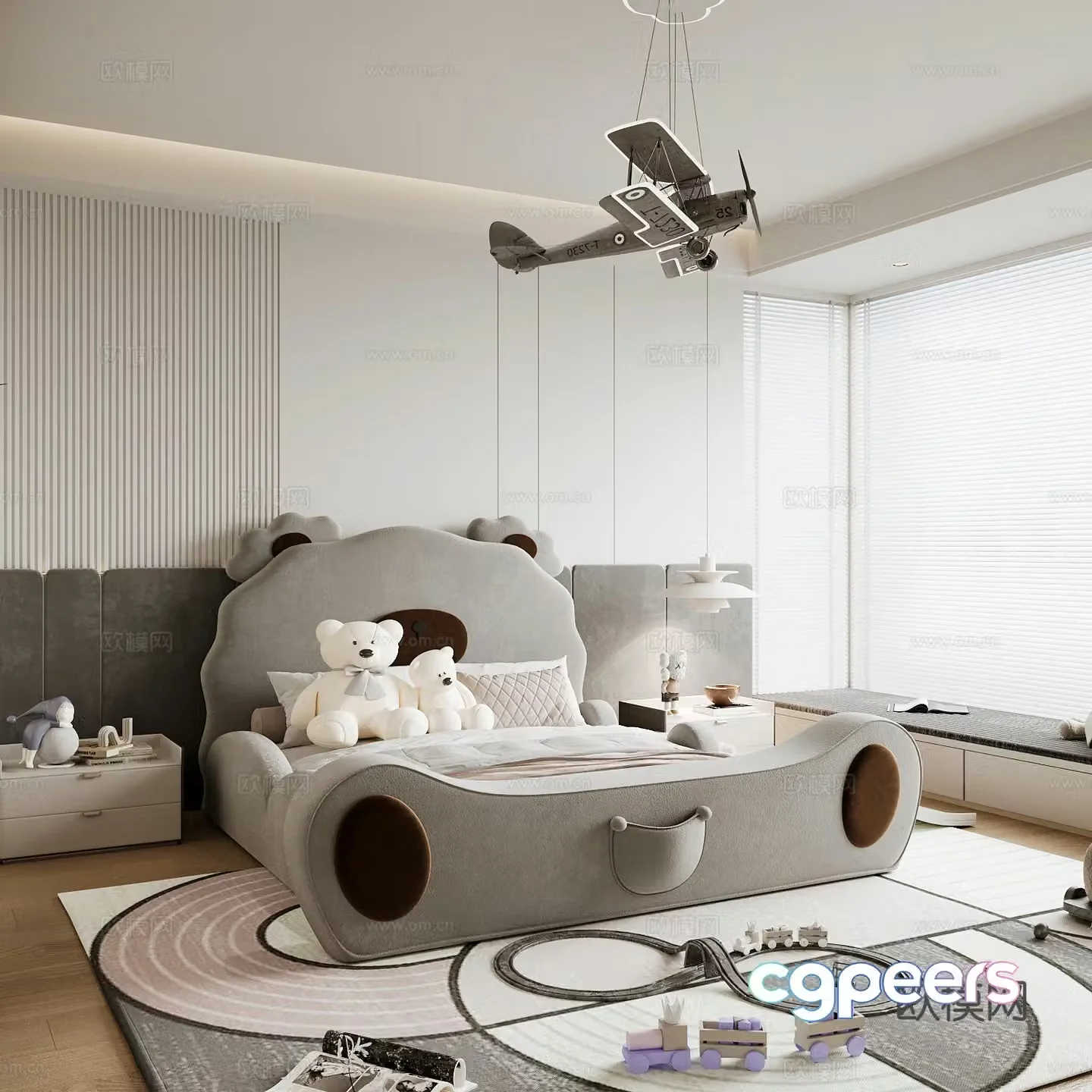 Modern children’s room boy’s room girl’s room children’s bed children’s wardrobe children’s desk 3d model
