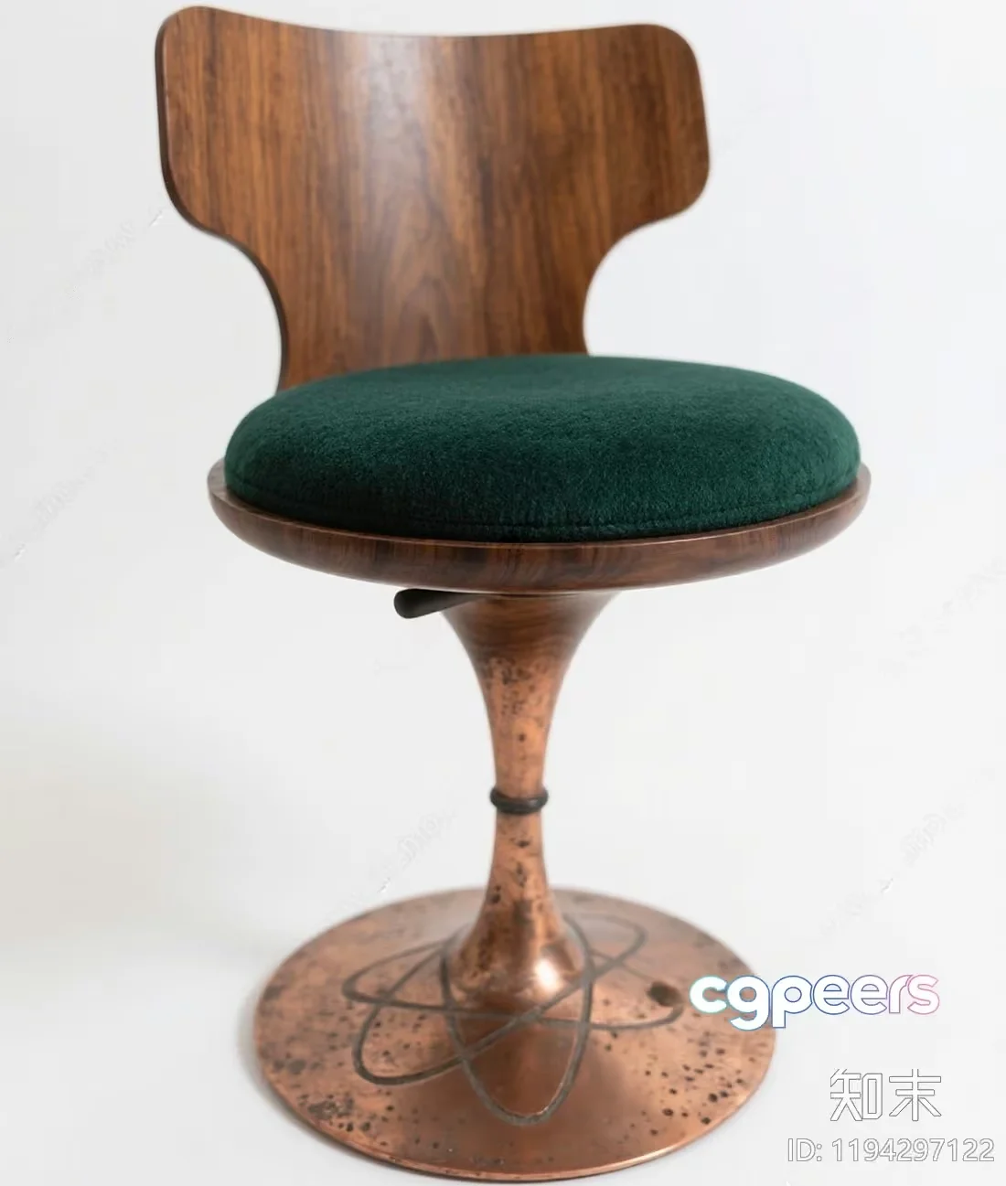 A Wooden Chair With A Green Cushion 3D Model – 17302 – VRAY Render