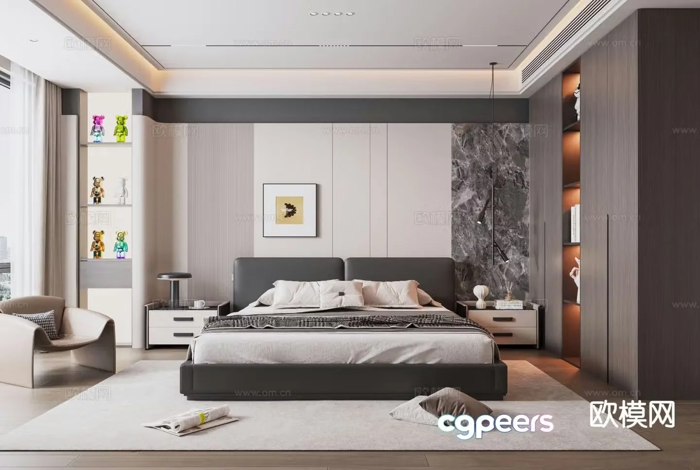Italian style bedroom master bedroom 3d model