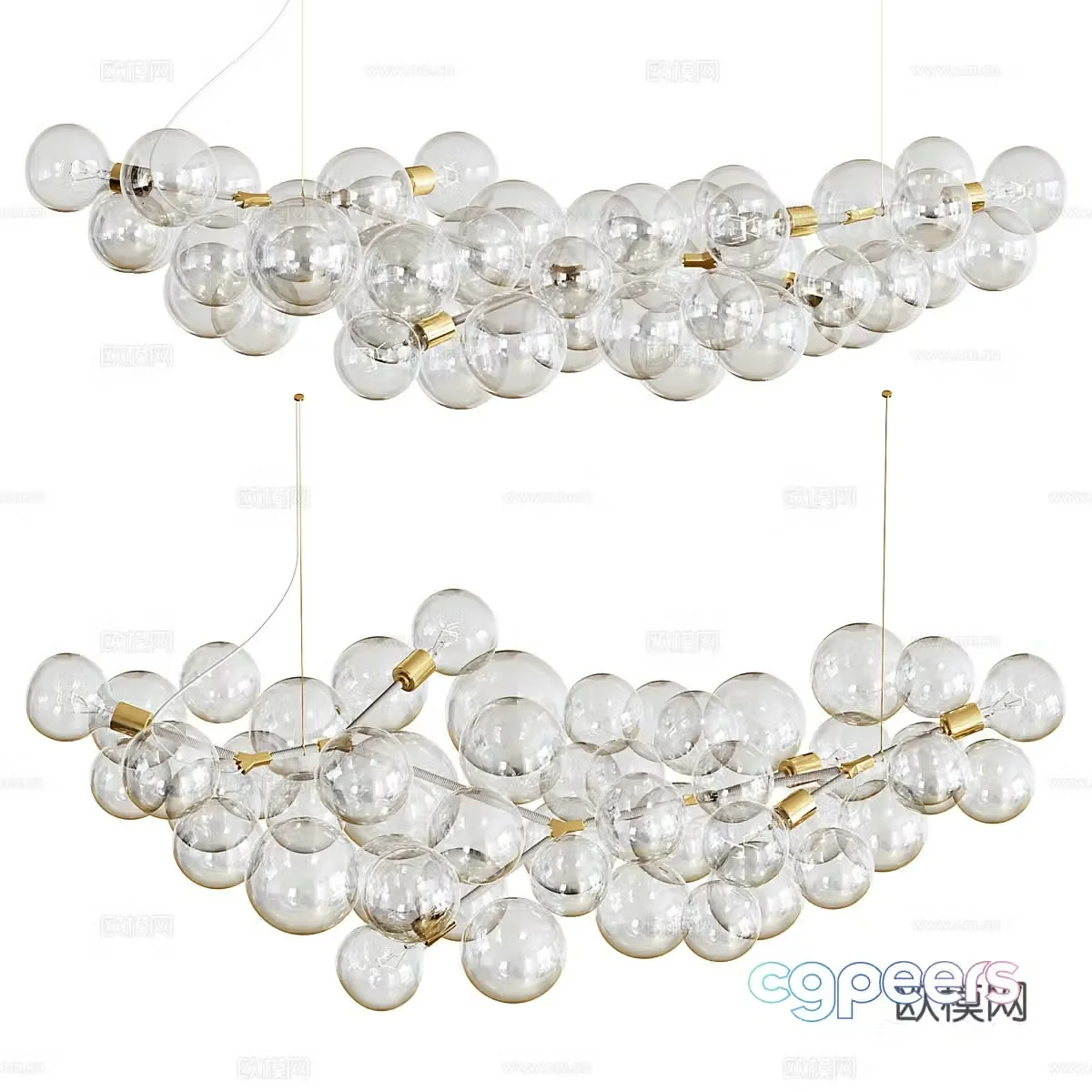 Modern glass spherical chandelier 3d model