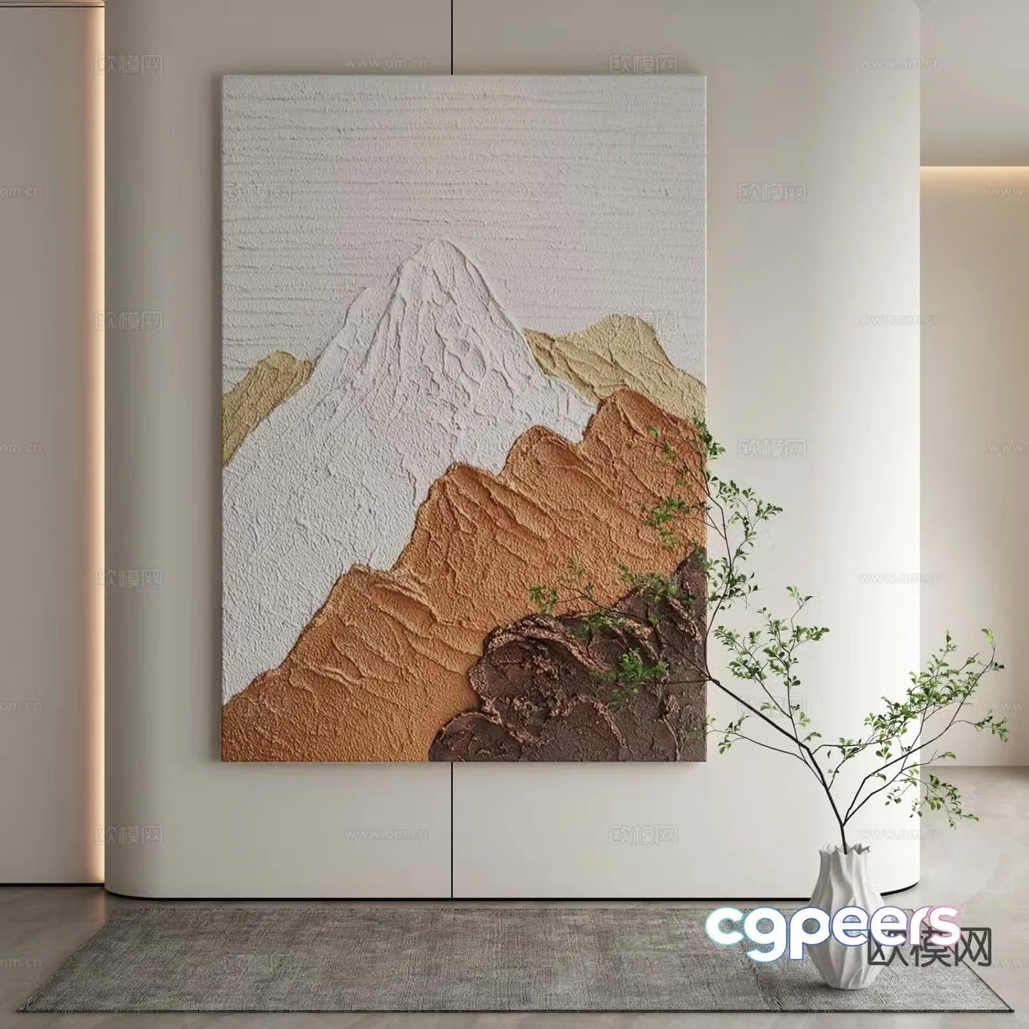 Modern texture painting decorative painting 3d model
