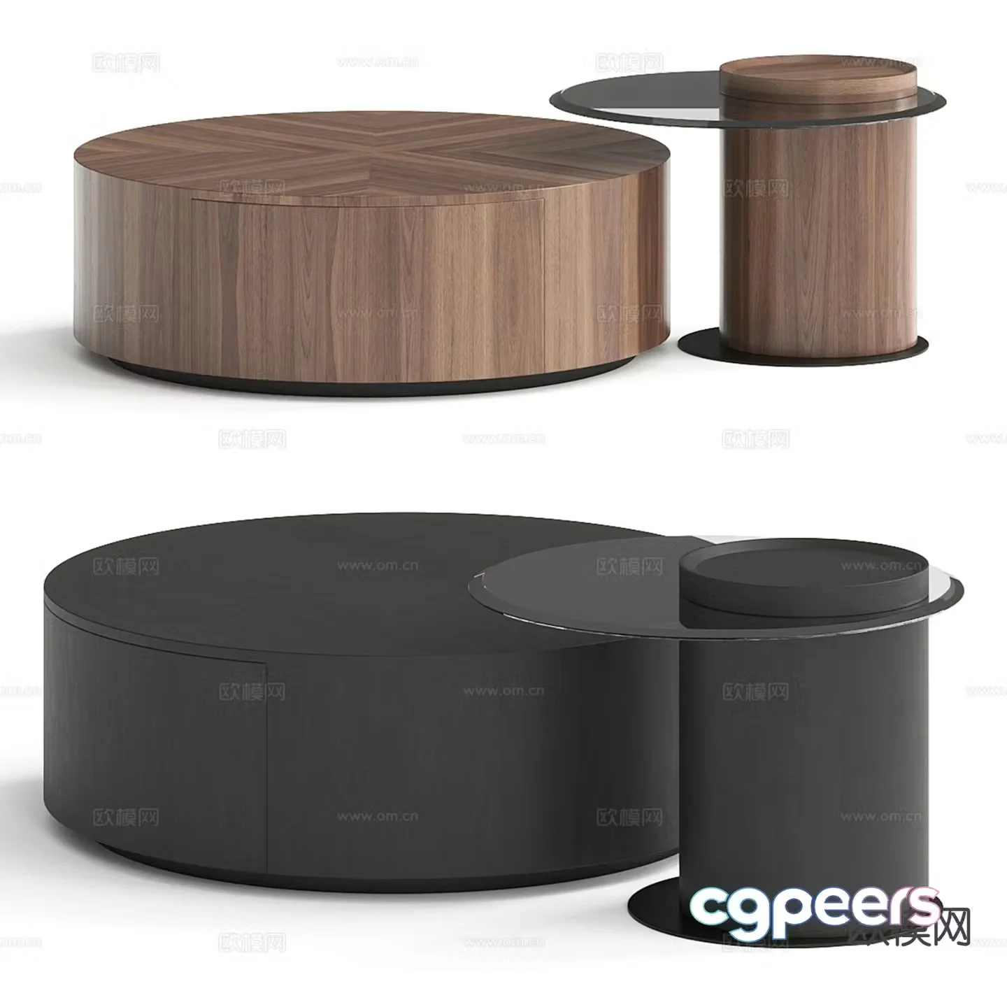 Modern double coffee table 3d model