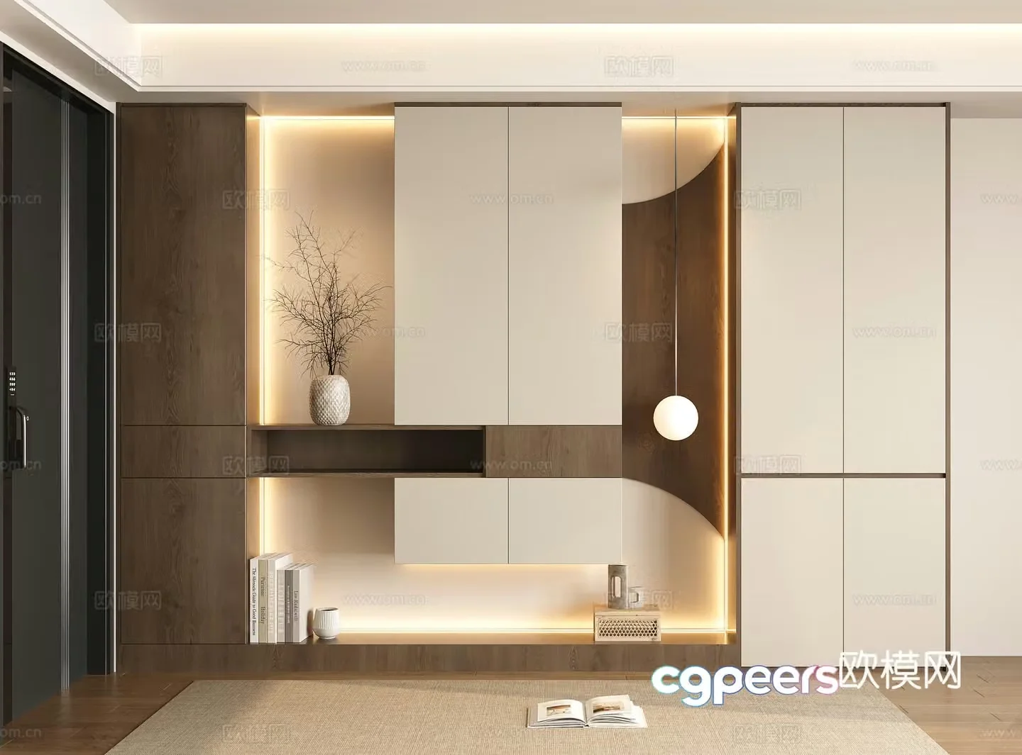Modern home entrance shoe cabinet decorative shoe cabinet partition cabinet 3D model