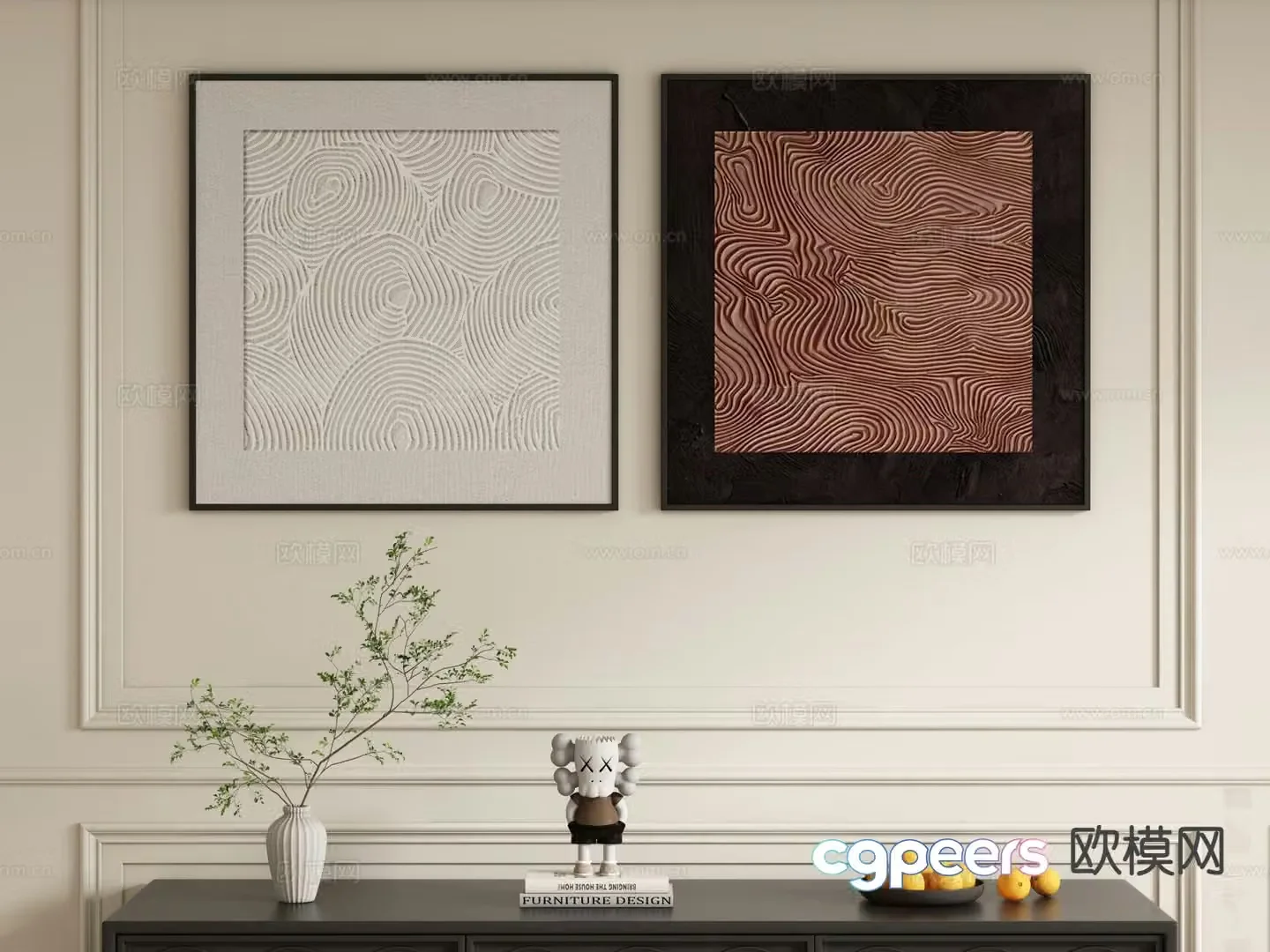 Simple abstract painting decorative painting 3d model