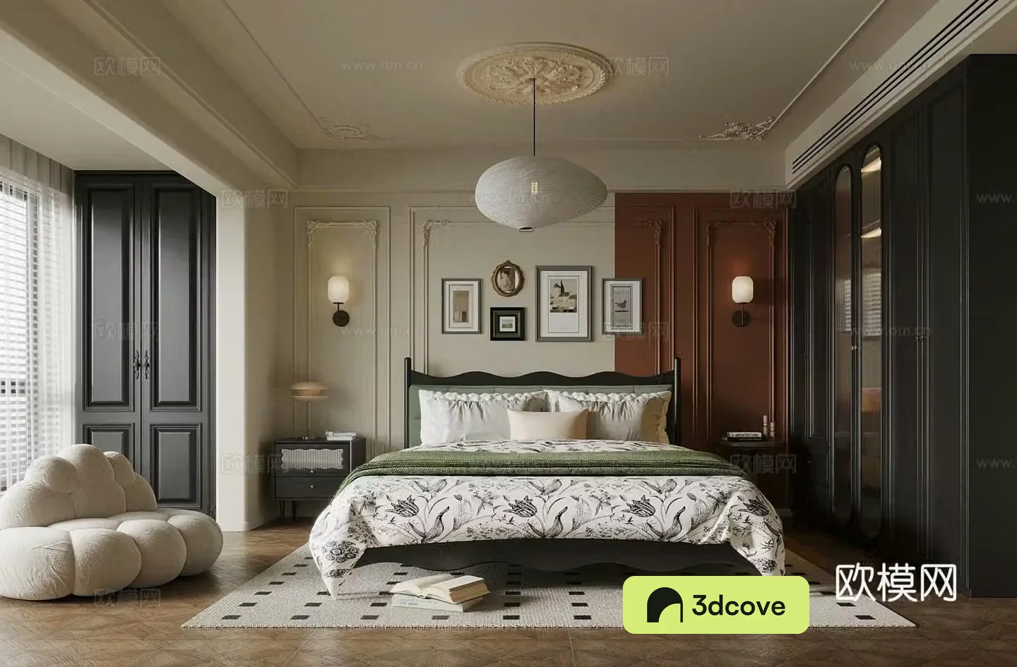 French bedroom master bedroom wardrobe bedside table decoration