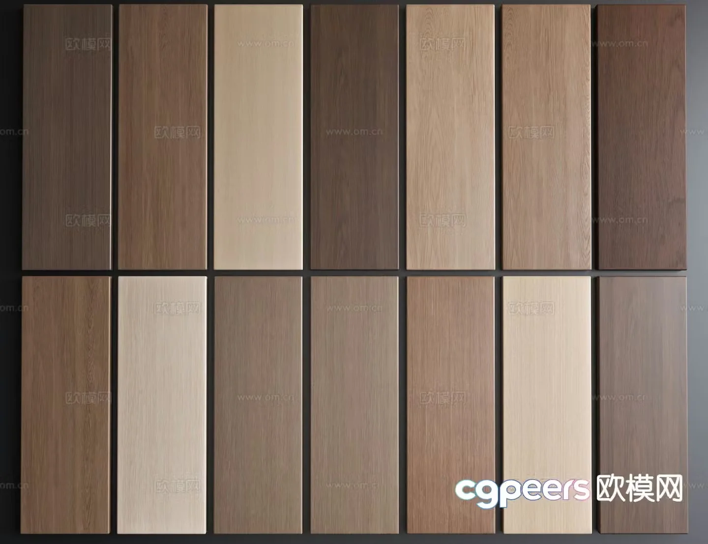 Modern wood veneer wainscoting wall decorative panel 3d model