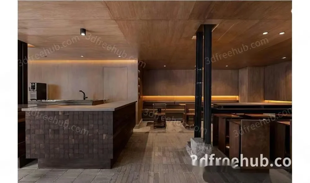 Modern Restaurant Interior 3D Model – 19168 – VRAY Render