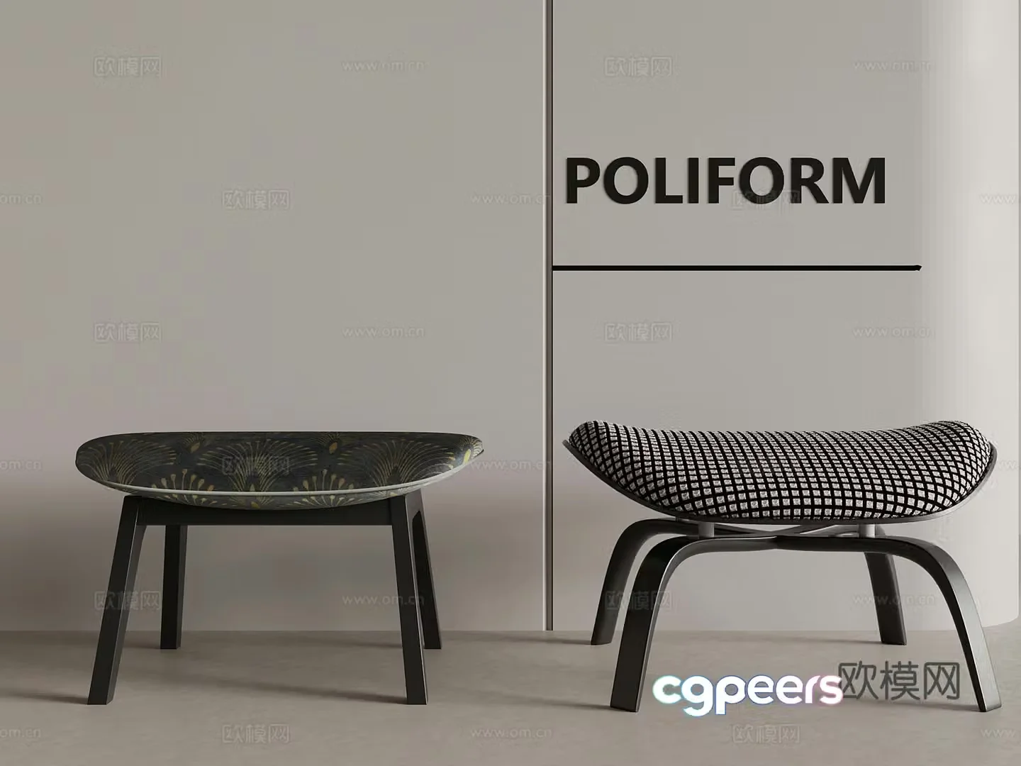 08 Modern sofa stool shoe change stool low stool 3d model