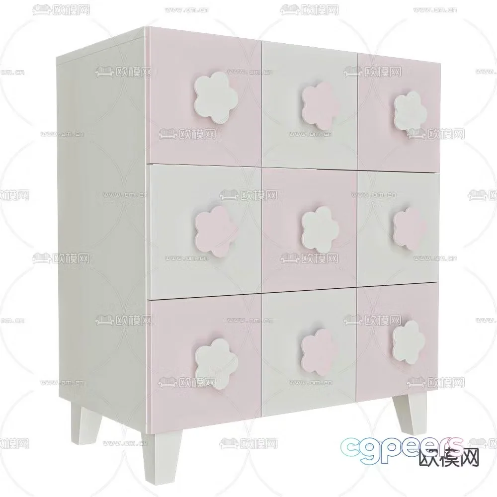 Bami children’s locker toy cabinet drawer 3d model