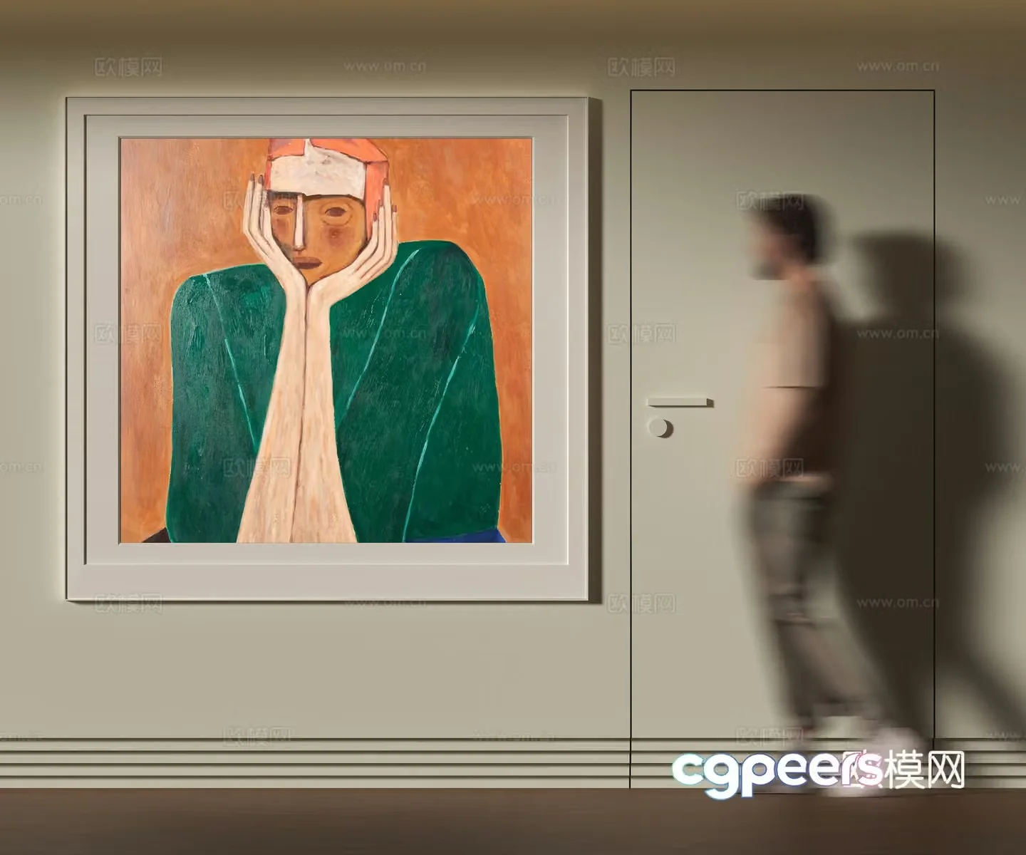 Modern abstract figure hanging painting 3d model