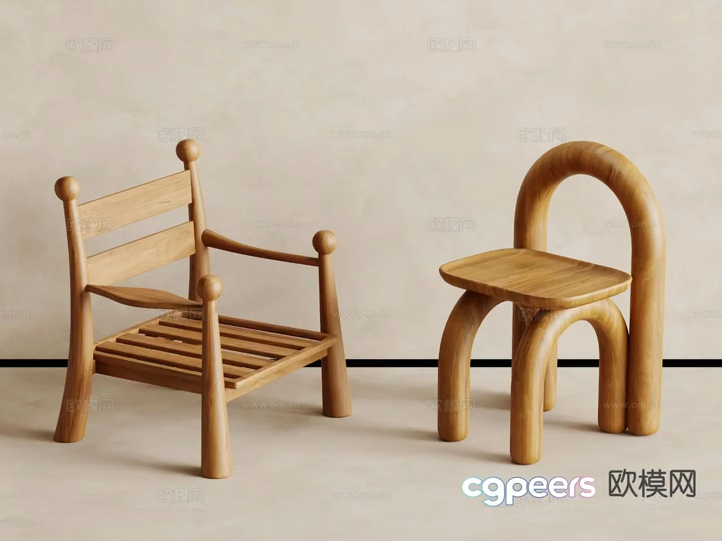 Medieval children’s chair small chair 3d model