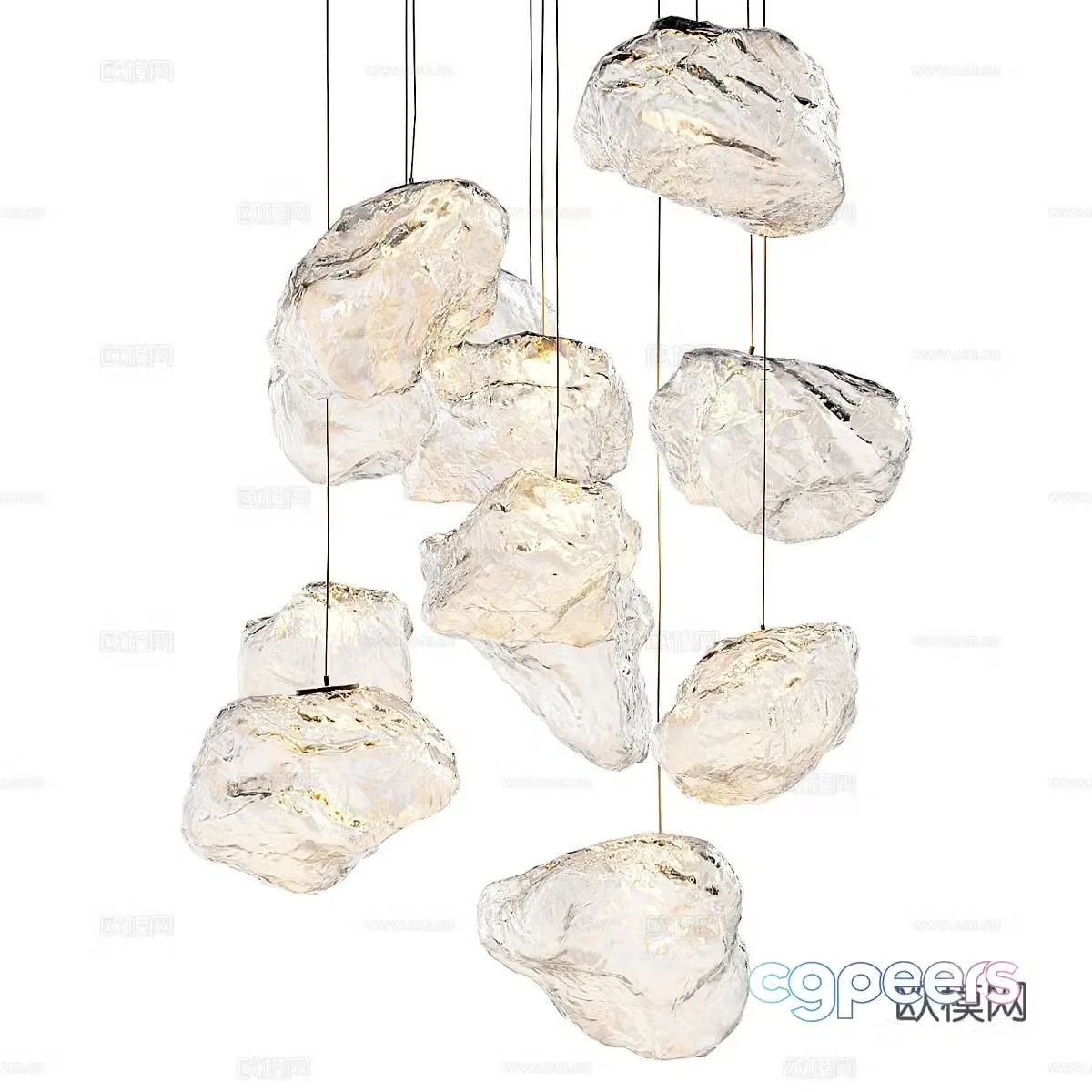 Modern light luxury gem chandeliers 3D model