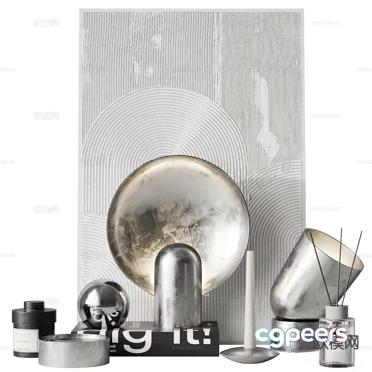 Modern decorations ornaments book displays 3d model