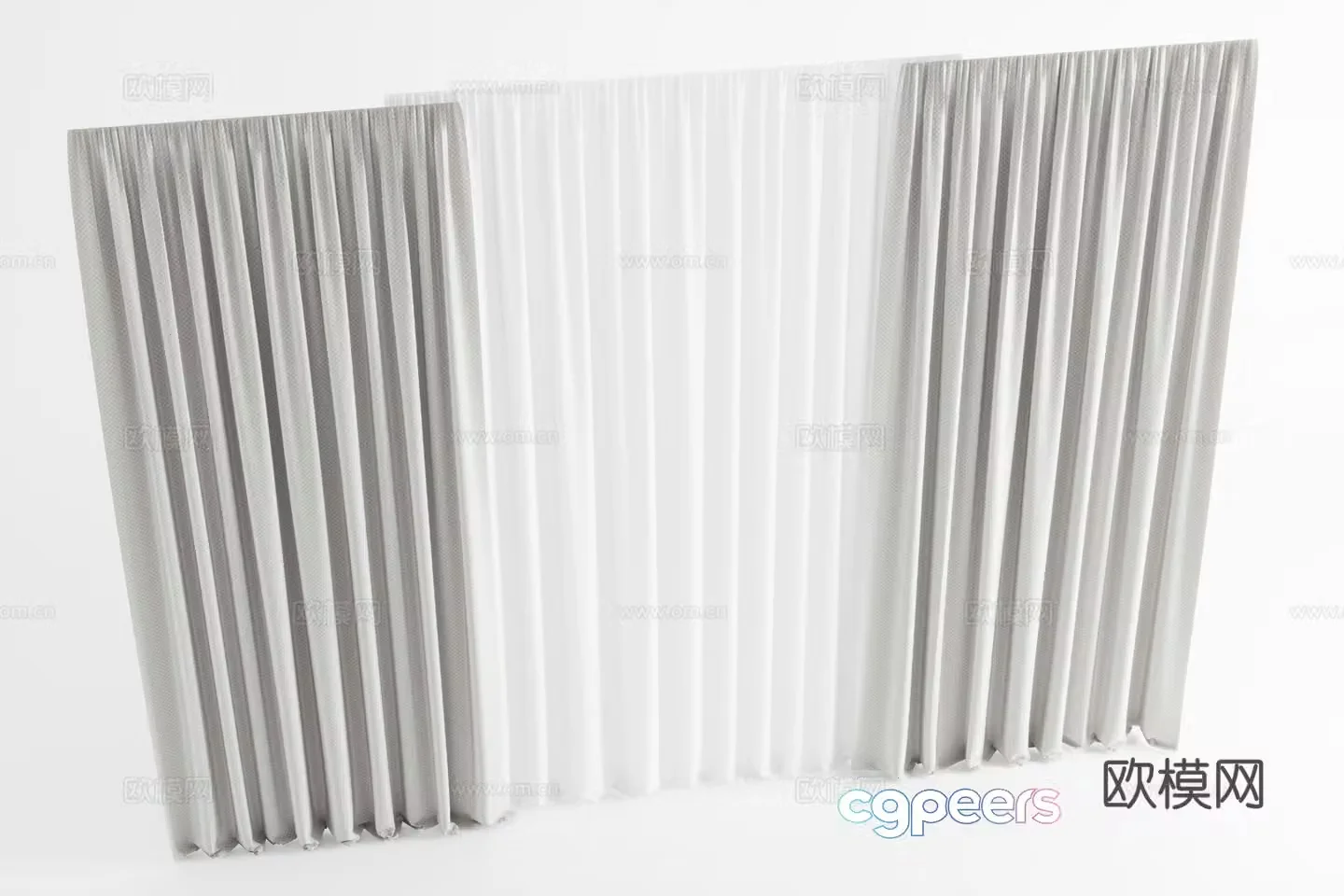Curtains 3d model of gauze curtains