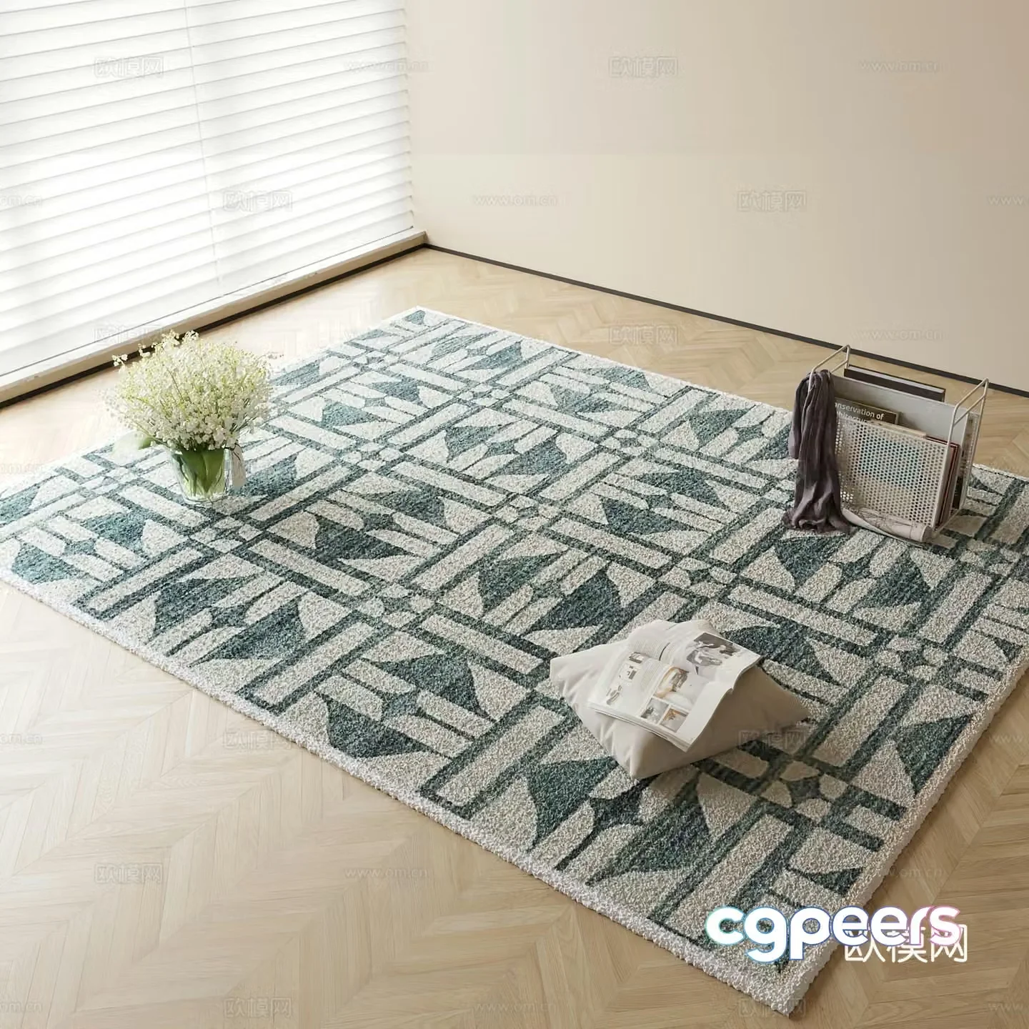 Modern geometric pattern carpet 3d model