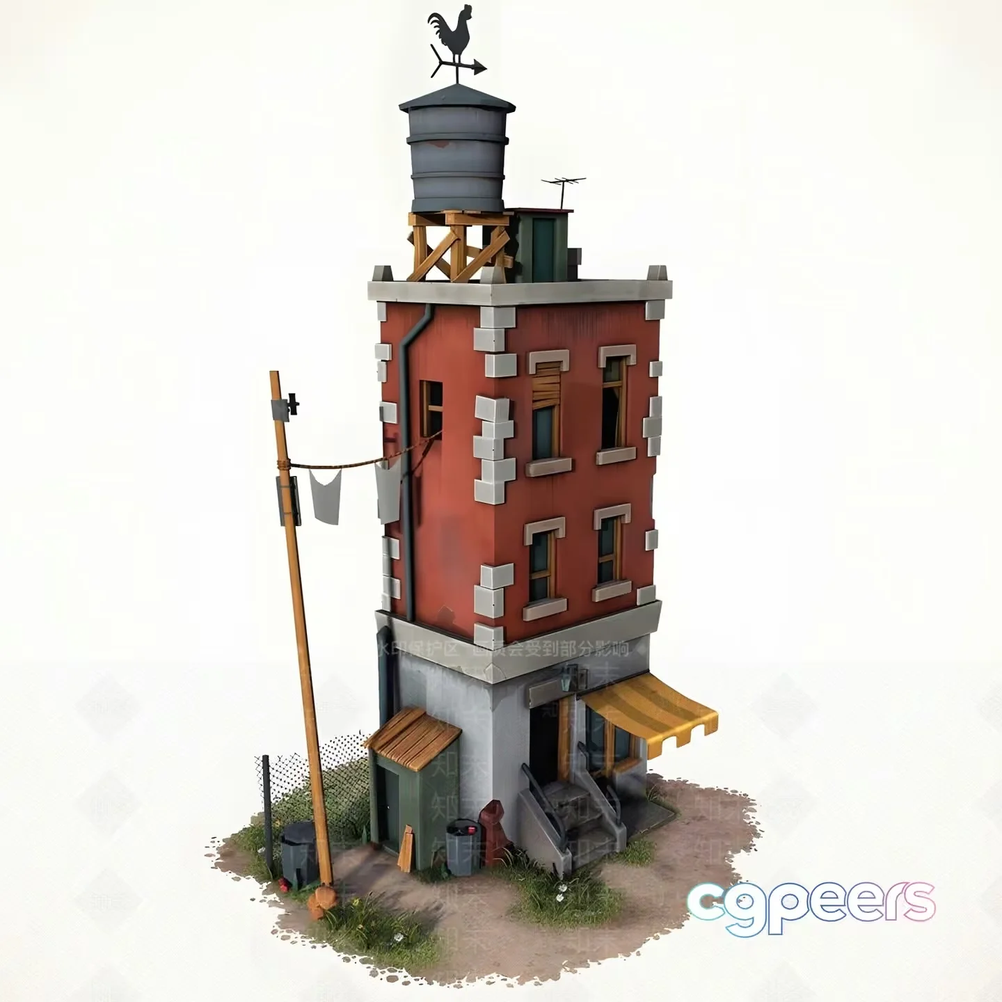 A 3D Model Of A Small Building 3D Model – 16961 – VRAY Render