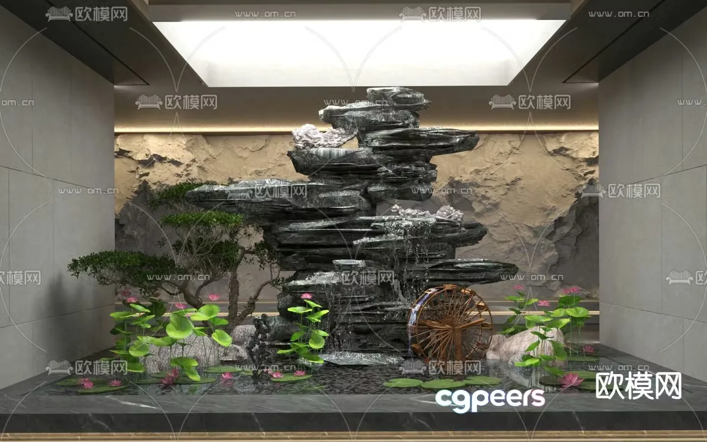 Waterscape rockery landscape sketch 3D model