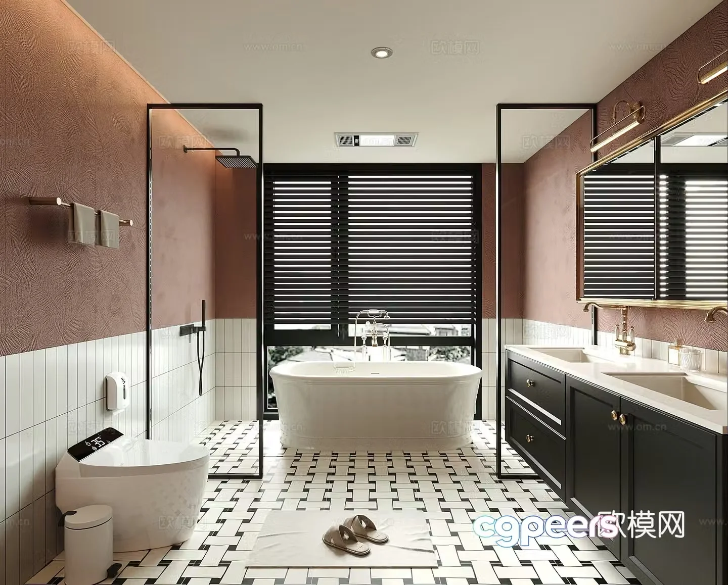 French bathroom bathroom cabinet toilet bathtub 3d model