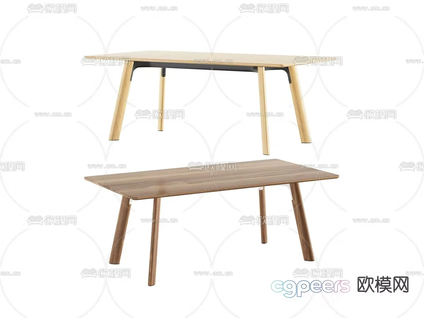 Wooden office desk conference table 3d model