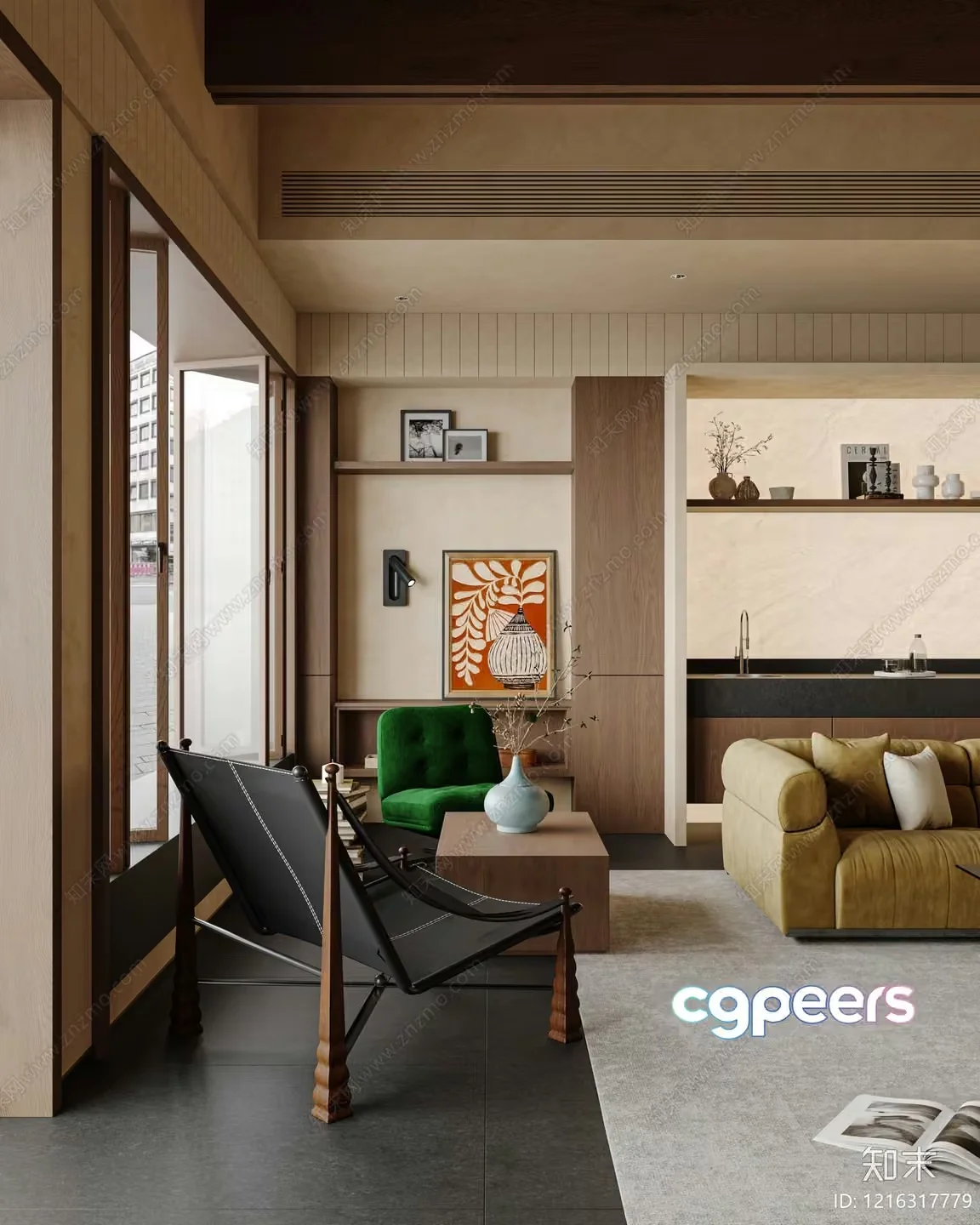 Modern Living Room 3D Model – 12296 – VRAY Render