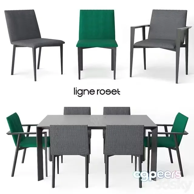 3ds Max Free – Ligne Roset Mogador chair Frost table
