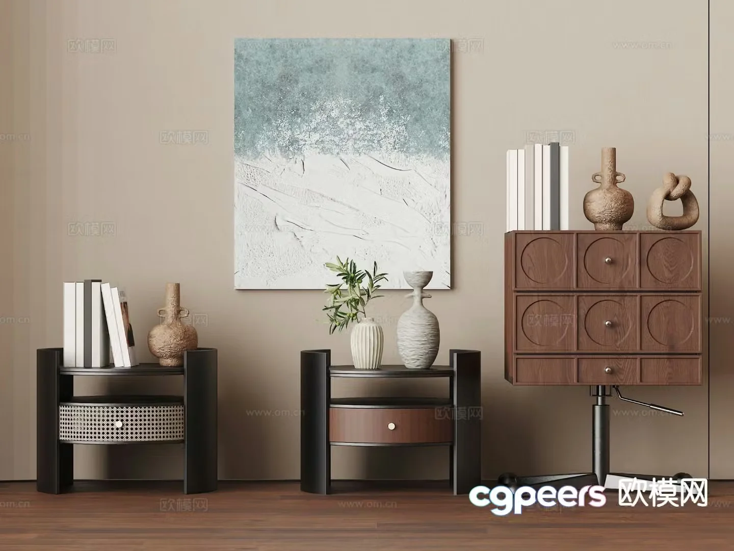 wabi-sabi bedside table 3d model