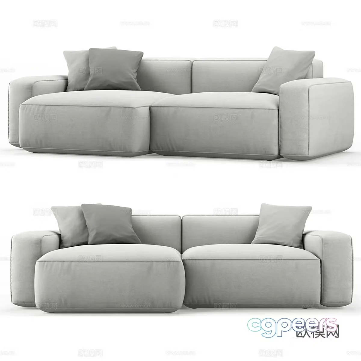 Double sofa upholstered sofa 3d model