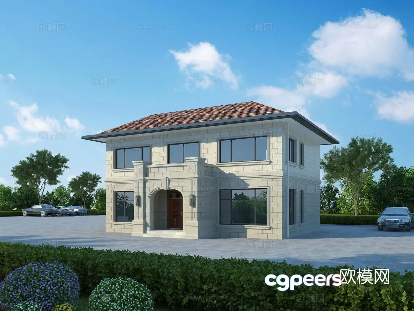Single-family villa appearance self-built house 3D model