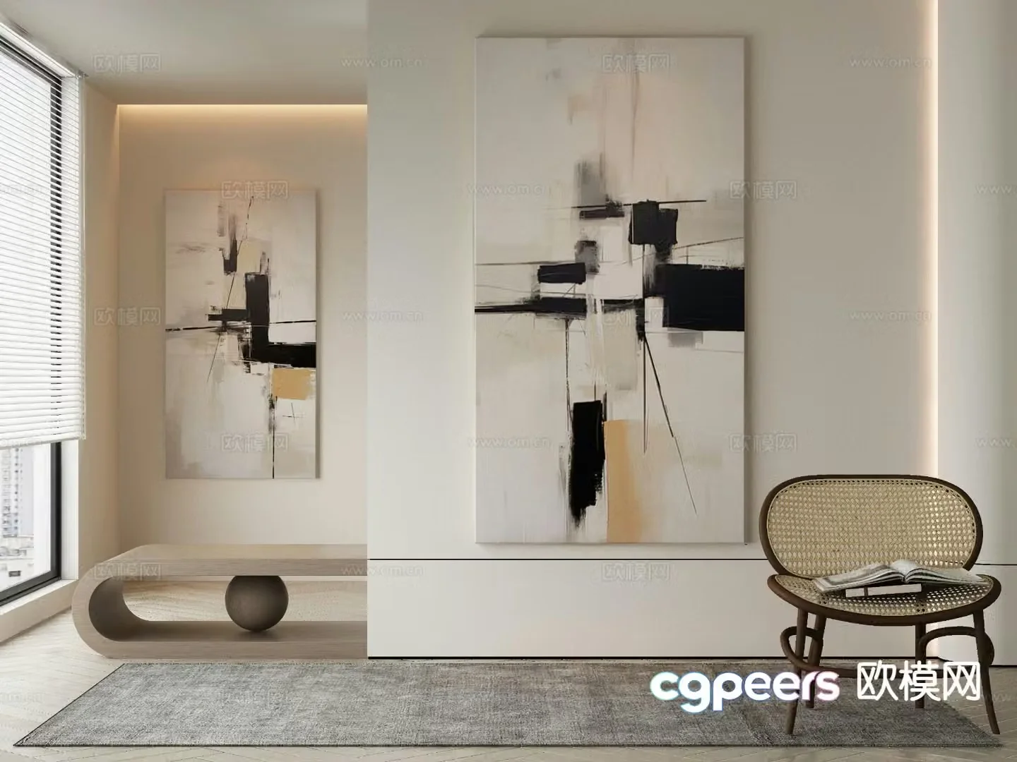 Modern decorative painting abstract painting 3d model