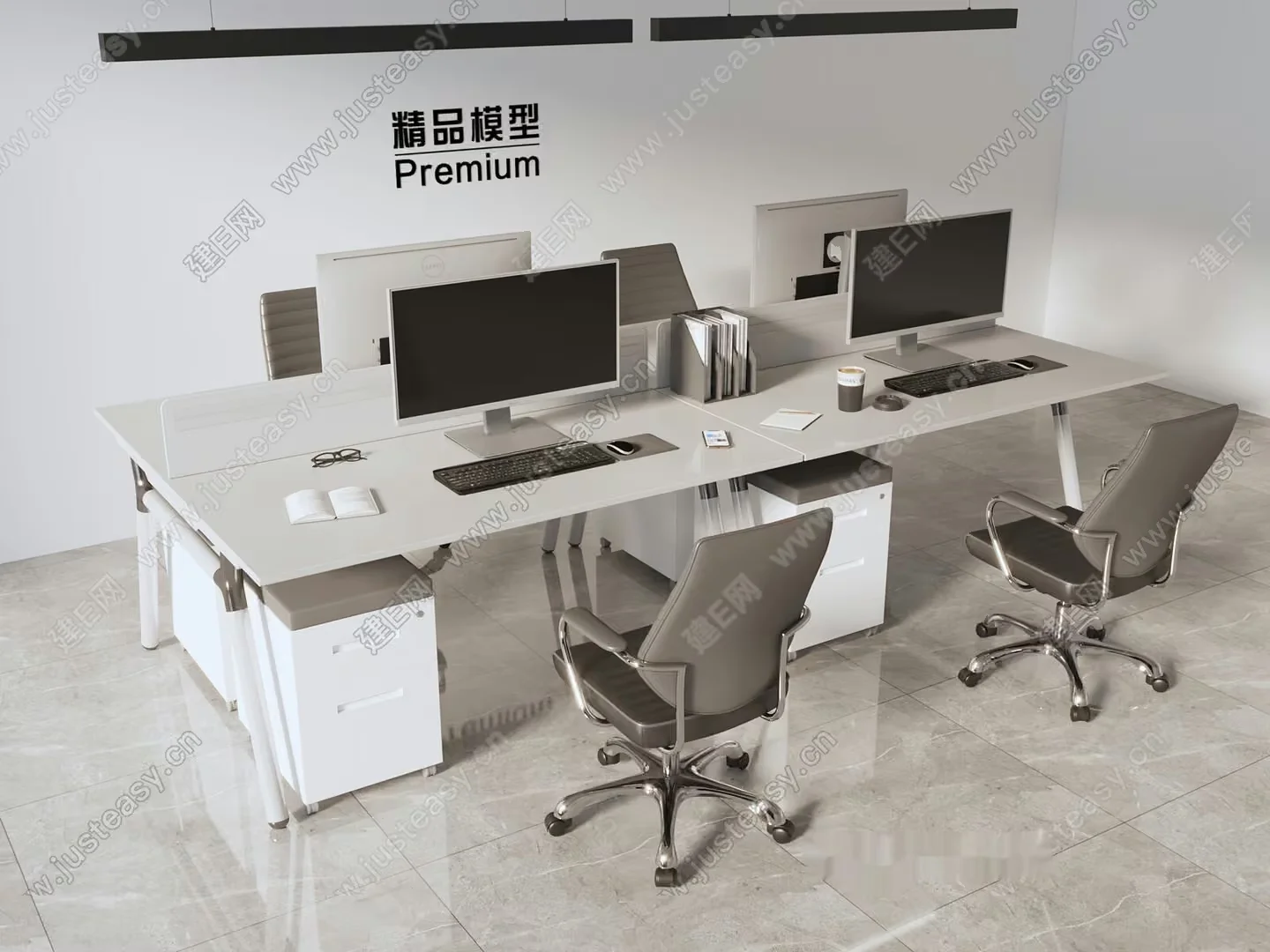 Office Workstations 3D Model – 4089 – VRAY Render