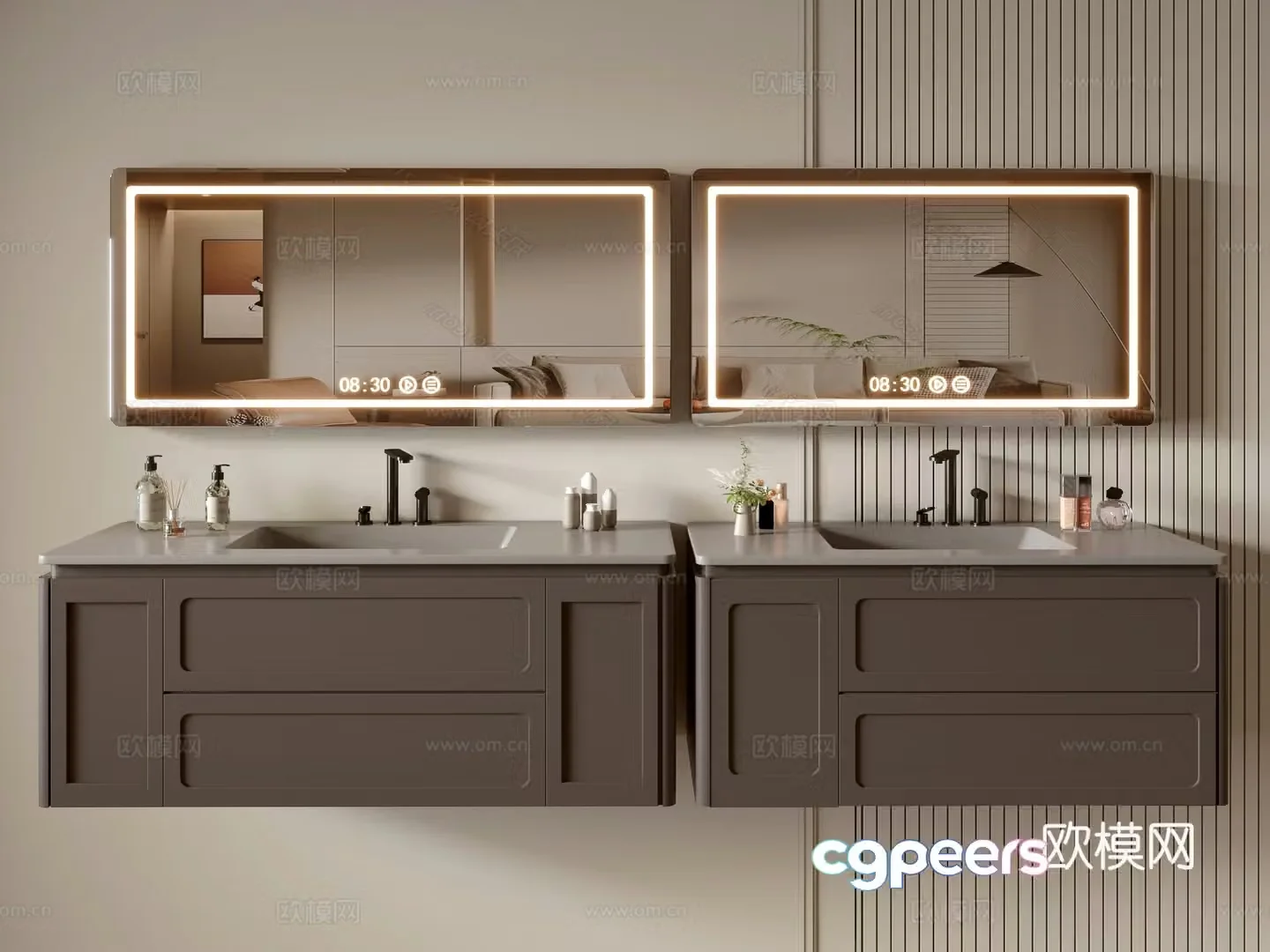Modern bathroom cabinet bathroom basin bathroom ornaments mirror cabinet sink 3d model