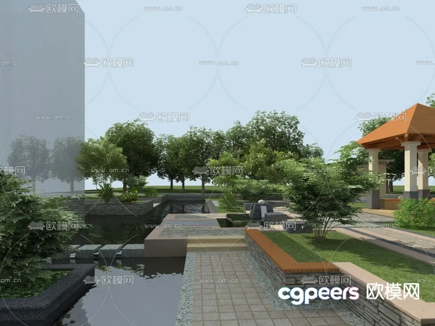 Park landscape 3d model