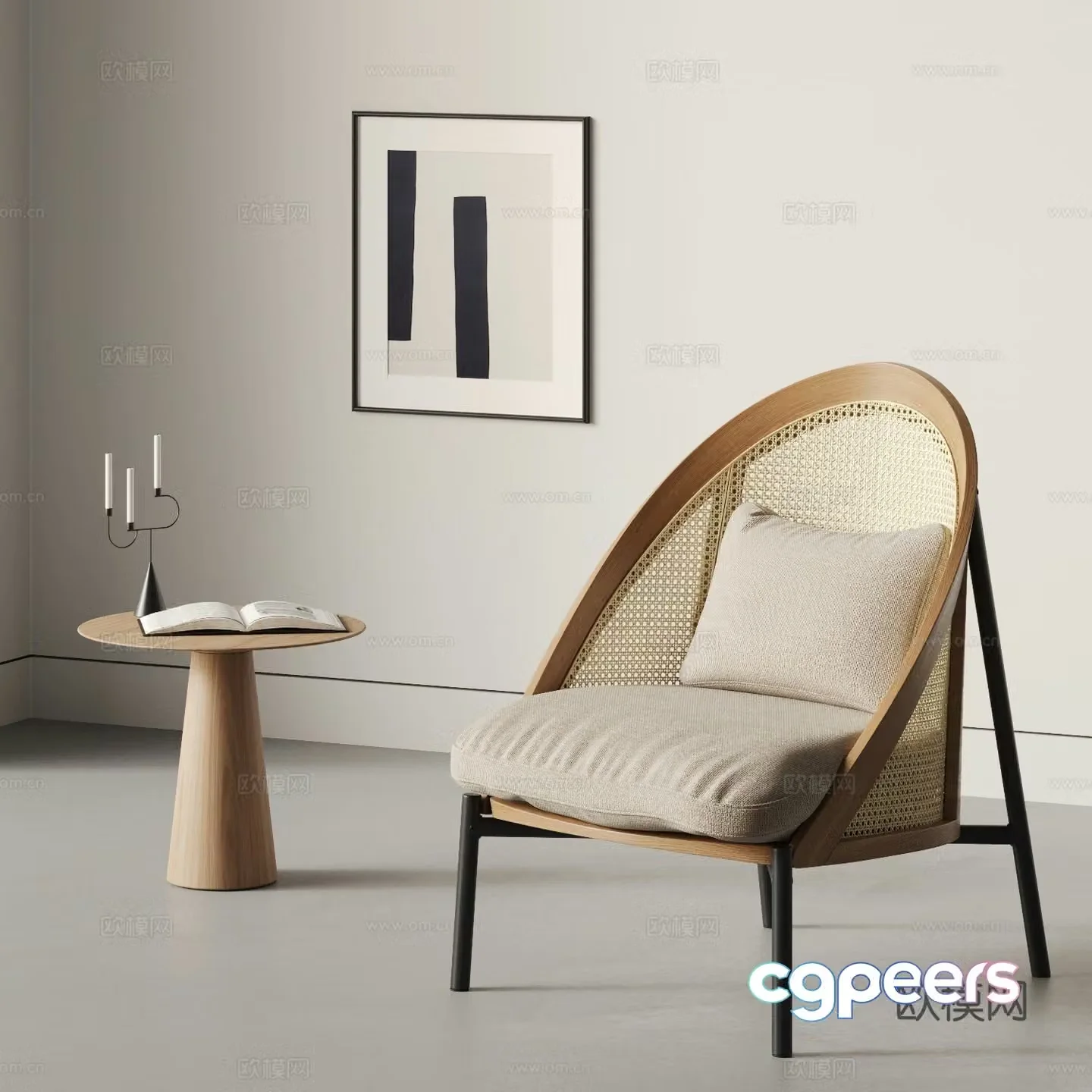 Wabiji rattan chair leisure chair 3d model