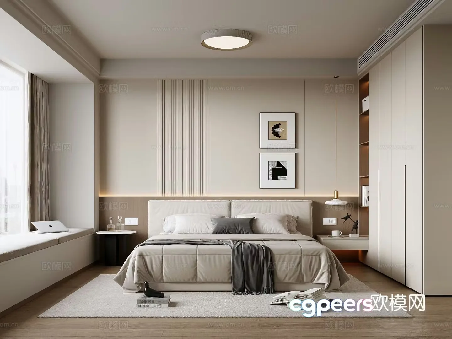 Modern minimalist home bedroom master bedroom 3d model