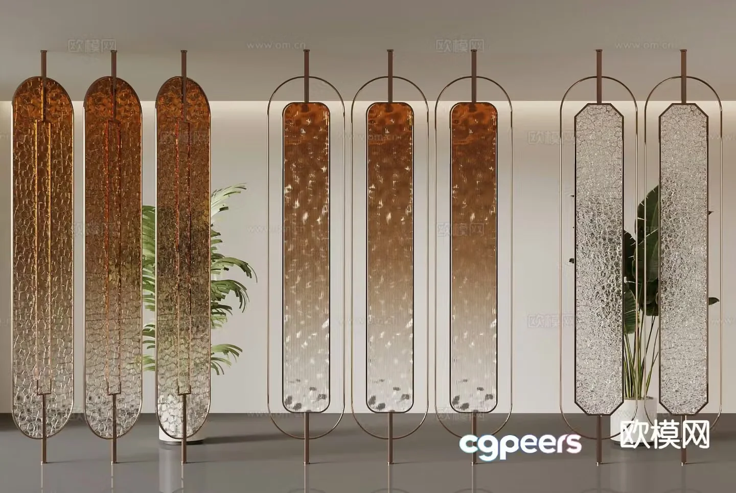 Modern glass partition 3d model