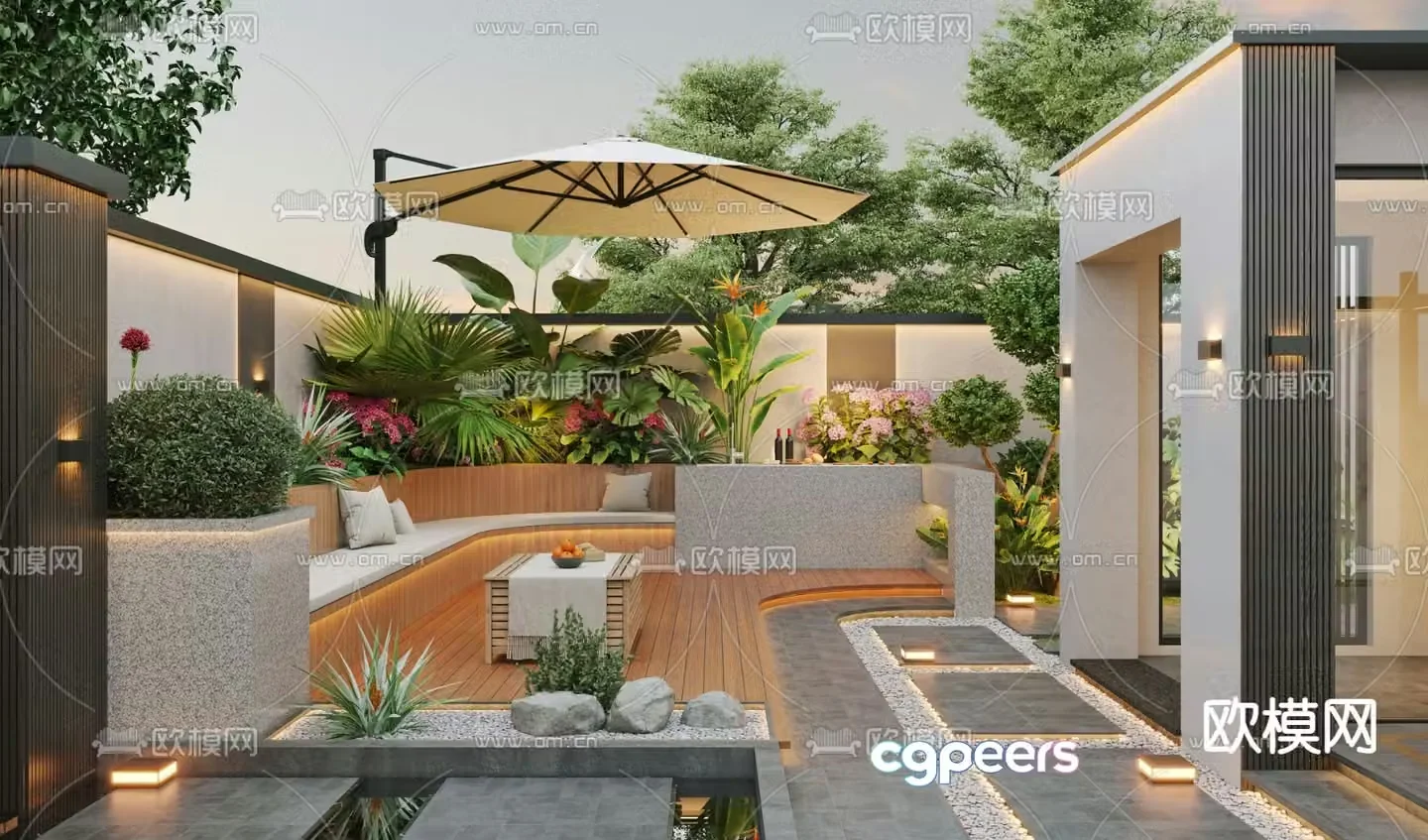 Courtyard landscape garden 3d model