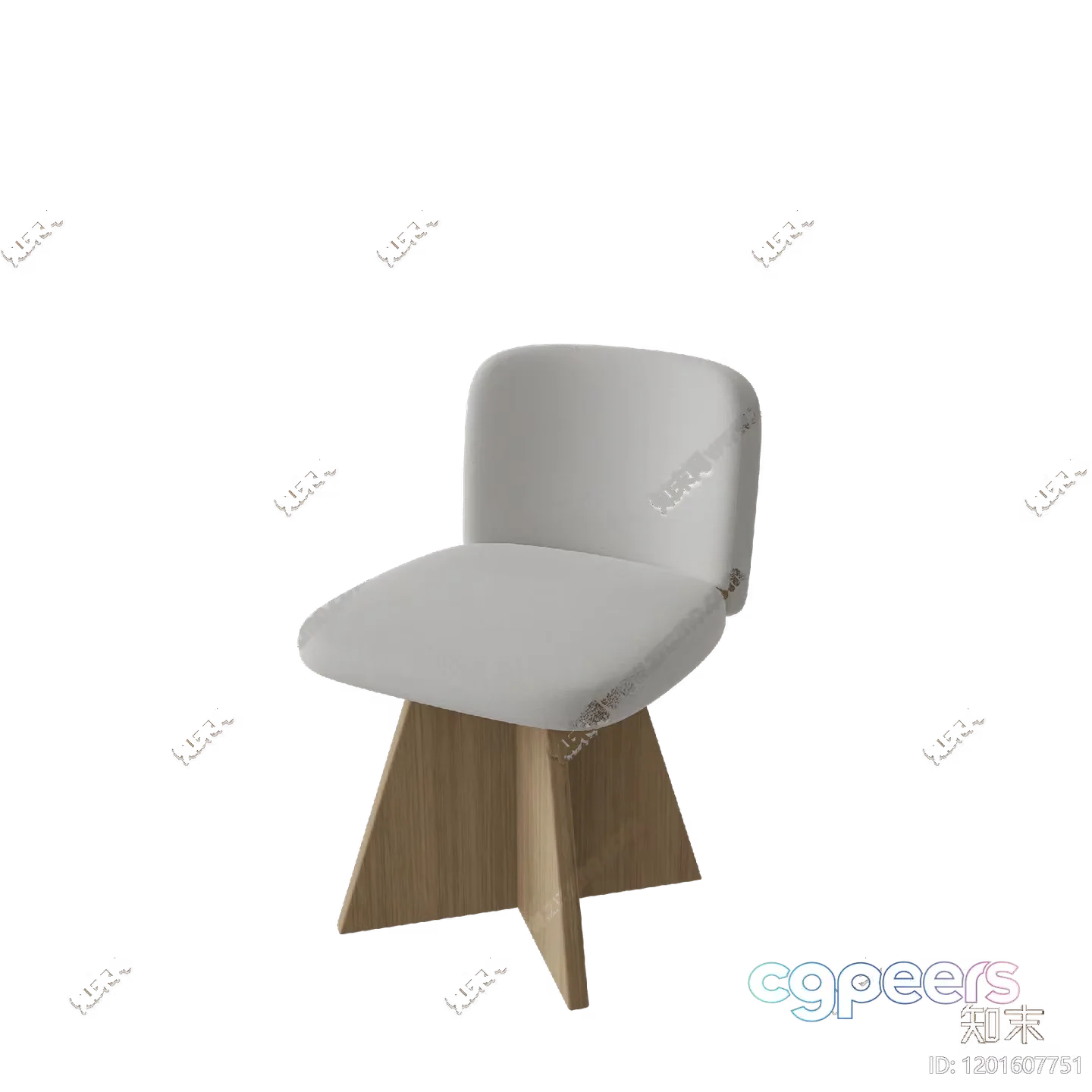 A Chair With A Wooden Base And White Cushion 3D Model – 5490 – VRAY Render