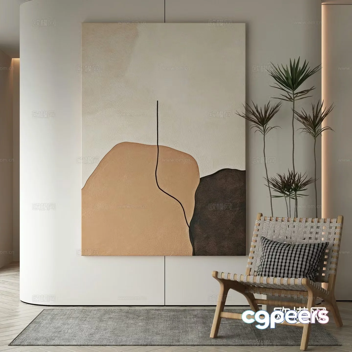 Modern texture painting decorative painting 3d model