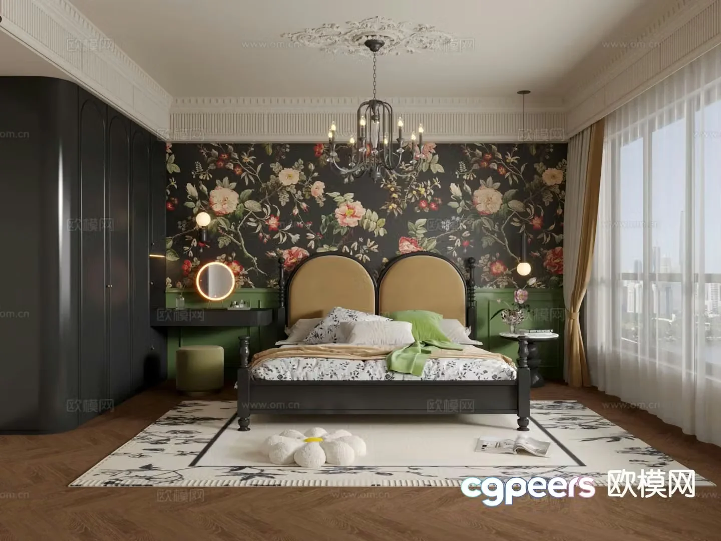 American retro bedroom master bedroom 3d model