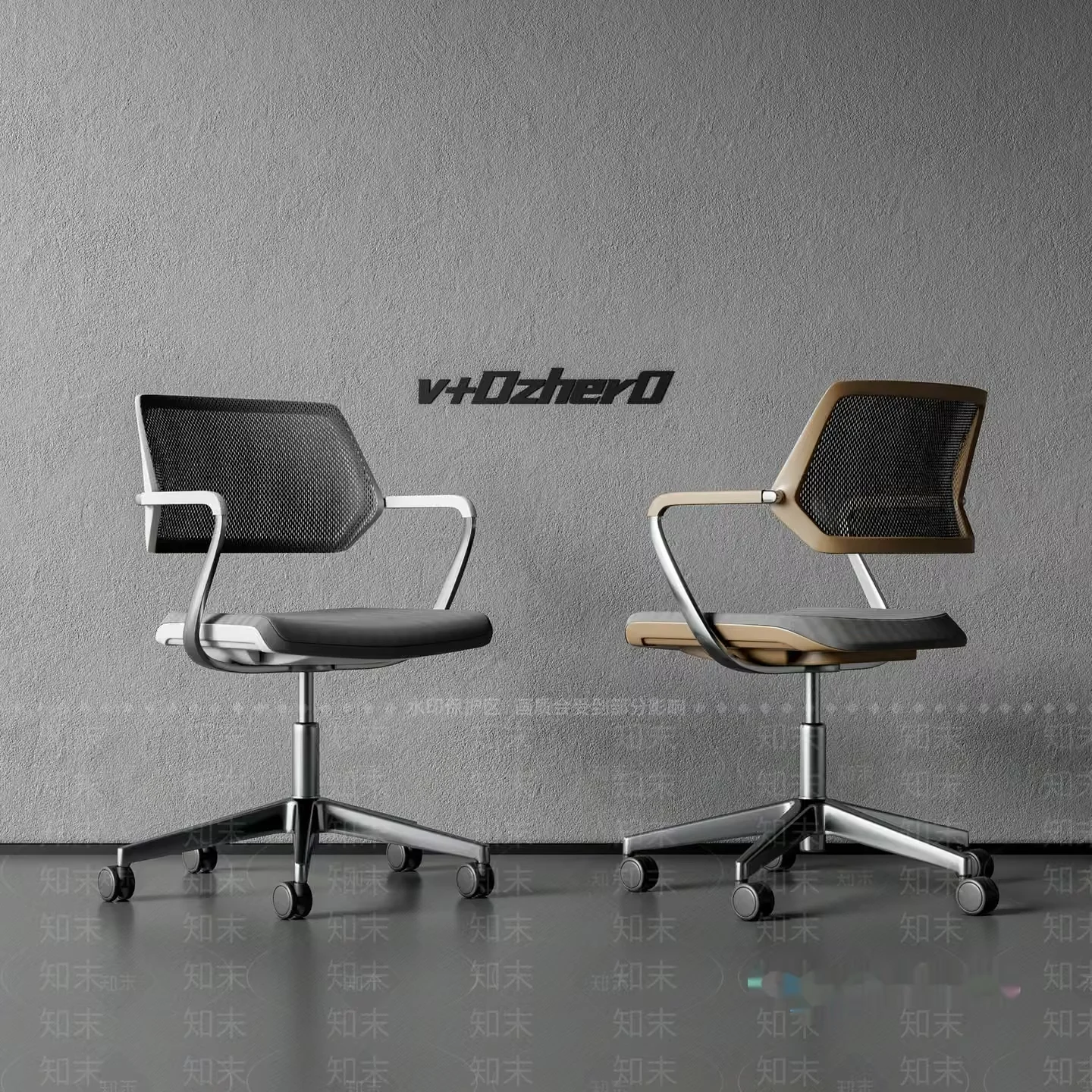 White And Black Office Chairs 3D Model – 10912 – VRAY Render