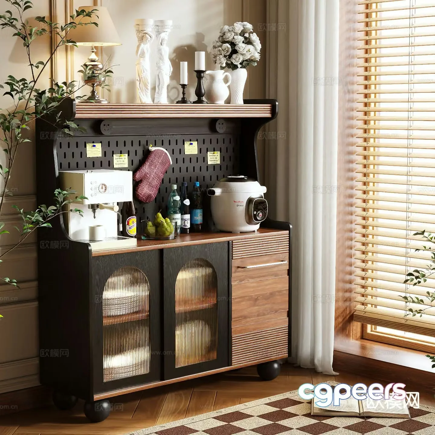 Medieval style sideboard 3d model