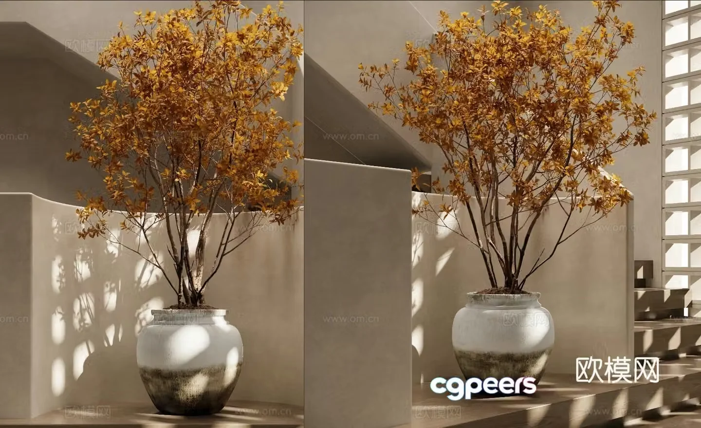 Modern potted green plant ornaments 3D model