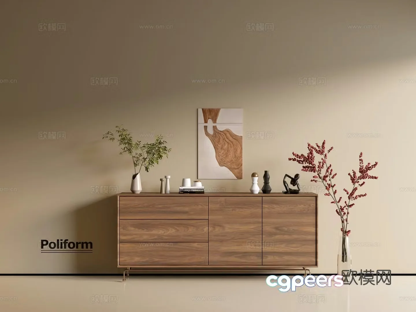 Modern wood grain cabinet ins wind minimalist wind cabinet whole cabinet sideboard balcony cabinet storage 3D model