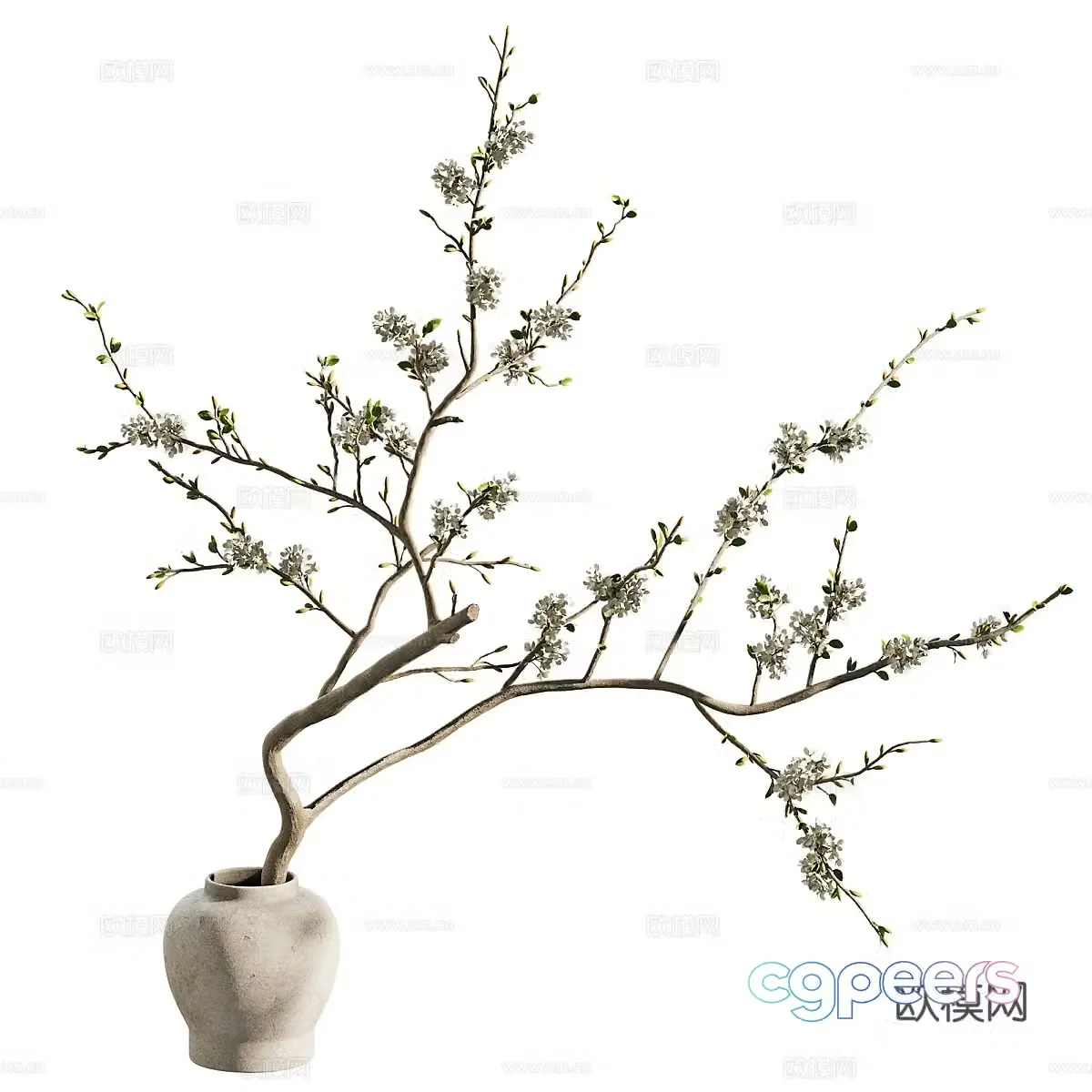 New Chinese vase flower art 3D model