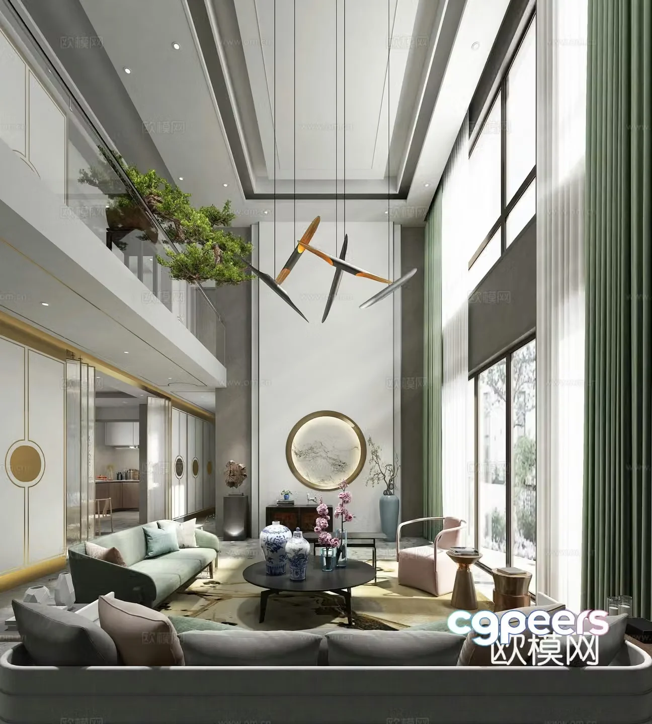 Modern style model room living room sofa combination 3D model